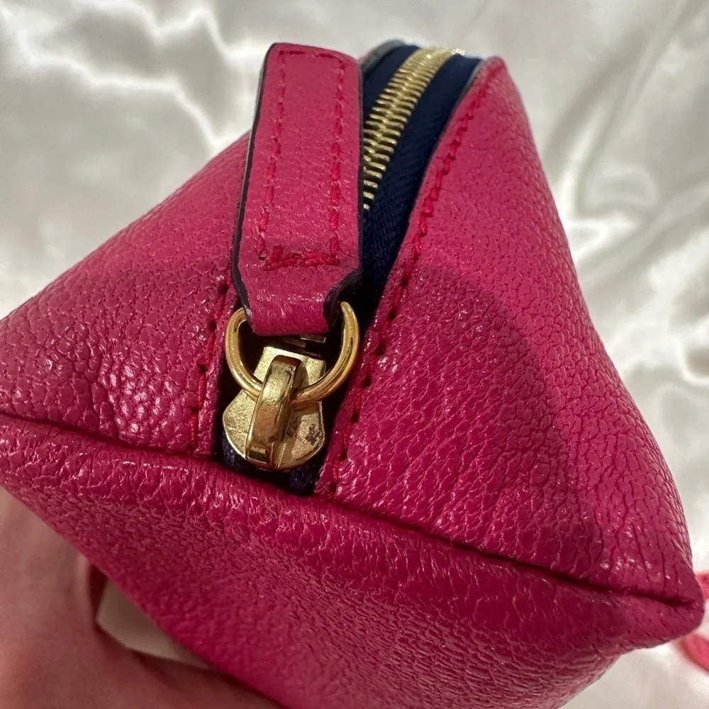 Smythson Of Bond St Cosmetic Case Panama Leather Fuschia Pink Gold Travel Chic